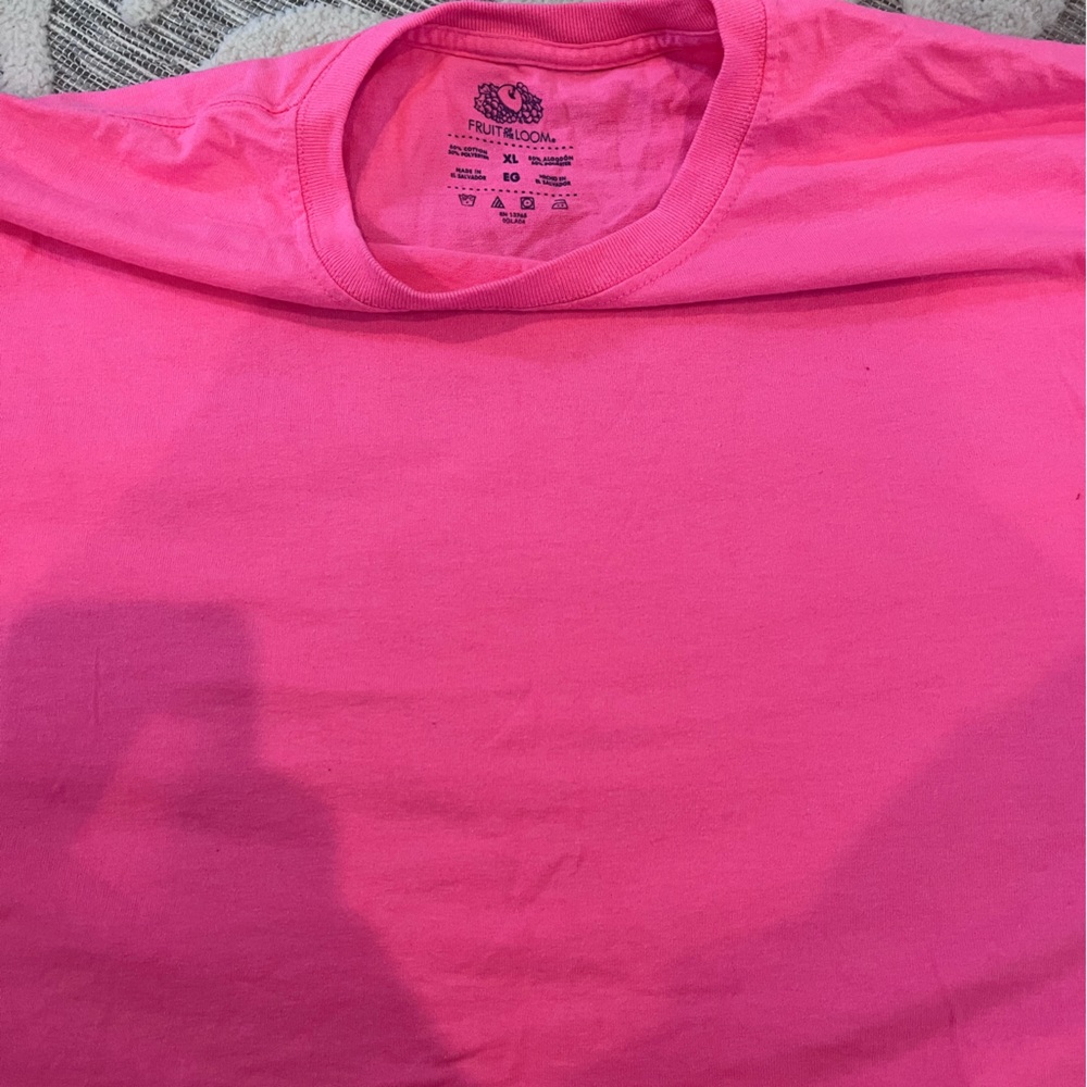 fruit of the loom pink short sleeve t shirt